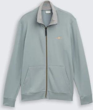 TOM TAILOR Herren Sweatjacke mit Stehkragen, grün, Uni, Gr. XL