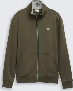 TOM TAILOR Herren Sweatjacke mit Stehkragen, grün, Uni, Gr. XL