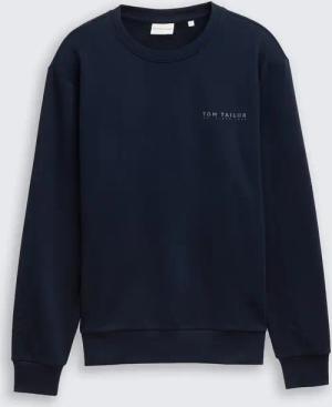 TOM TAILOR Herren Sweatshirt mit Rundhalsausschnitt, blau, Logo Print, Gr. XL