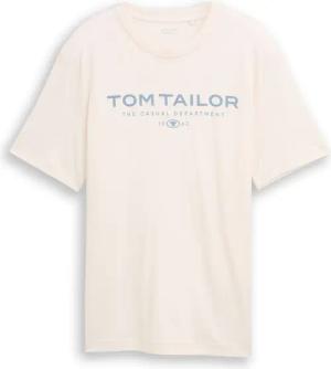 TOM TAILOR Herren T-Shirt aus Baumwolle mit Logo-Print, braun, Uni, Gr. M