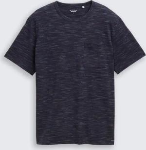 TOM TAILOR Herren T-Shirt in Melange-Optik mit Brusttasche, blau, Meliert, Gr. XXXL