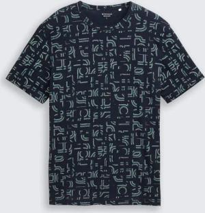 TOM TAILOR Herren T-Shirt mit Alloverprint, blau, Gemustert, Gr. S