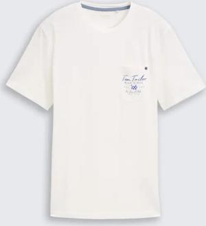 TOM TAILOR Herren T-Shirt mit Brusttasche, weiß, Uni, Gr. XXL