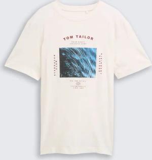TOM TAILOR Herren T-Shirt mit Foto-Print, braun, Uni, Gr. S