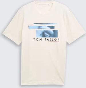 TOM TAILOR Herren T-Shirt mit Foto-Print, braun, Uni, Gr. XL