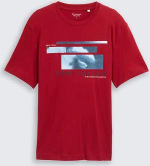 TOM TAILOR Herren T-Shirt mit Foto-Print, rot, Uni, Gr. S