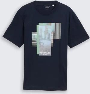 TOM TAILOR Herren T-Shirt mit Fotoprint, blau, Logo Print, Gr. XXL