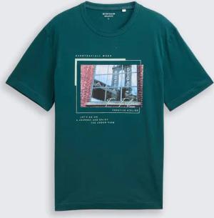 TOM TAILOR Herren T-Shirt mit Fotoprint, grün, Uni, Gr. XXL
