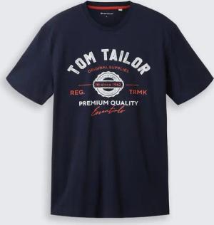 TOM TAILOR Herren T-Shirt mit Logo-Print, blau, Uni, Gr. M