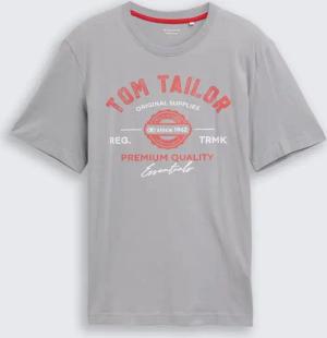 TOM TAILOR Herren T-Shirt mit Logo-Print, grau, Logo Print, Gr. XXXL