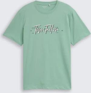 TOM TAILOR Herren T-Shirt mit Logo-Print, grün, Uni, Gr. XXXL