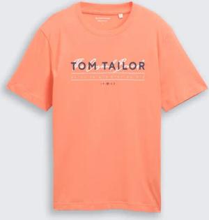 TOM TAILOR Herren T-Shirt mit Logo-Print, rot, Uni, Gr. S