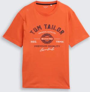TOM TAILOR Herren T-Shirt mit Logo-Print, rot, Uni, Gr. XL