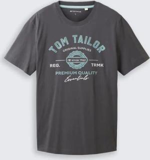 TOM TAILOR Herren T-Shirt mit Logo-Print, schwarz, Uni, Gr. M