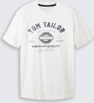 TOM TAILOR Herren T-Shirt mit Logo-Print, weiß, Uni, Gr. XXL