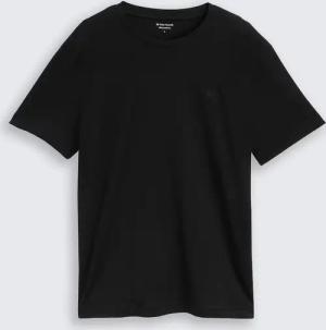 TOM TAILOR Herren T-Shirt mit Logo-Stickerei, schwarz, Uni, Gr. M