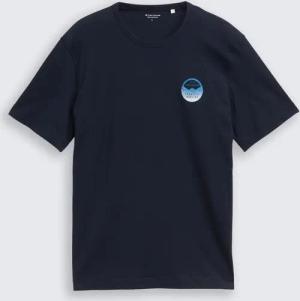 TOM TAILOR Herren T-Shirt mit Print, blau, Uni, Gr. M