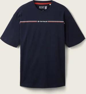 TOM TAILOR Herren T-Shirt mit Print, blau, Uni, Gr. S