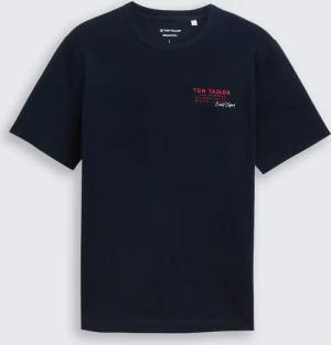 TOM TAILOR Herren T-Shirt mit Print, blau, Uni, Gr. S