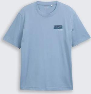 TOM TAILOR Herren T-Shirt mit Print, blau, Uni, Gr. S