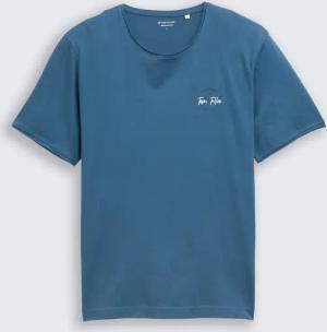 TOM TAILOR Herren T-Shirt mit Print, blau, Uni, Gr. S