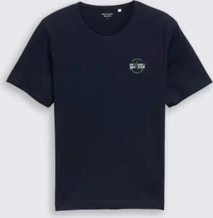 TOM TAILOR Herren T-Shirt mit Print, blau, Uni, Gr. S