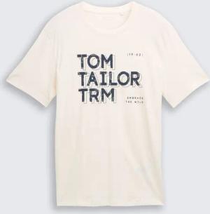 TOM TAILOR Herren T-Shirt mit Print, braun, Uni, Gr. M