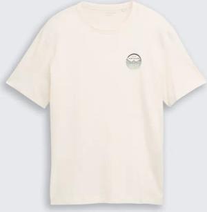 TOM TAILOR Herren T-Shirt mit Print, braun, Uni, Gr. S