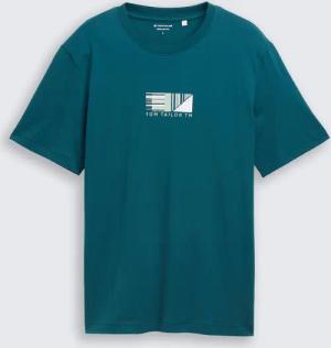 TOM TAILOR Herren T-Shirt mit Print, grün, Uni, Gr. XXL