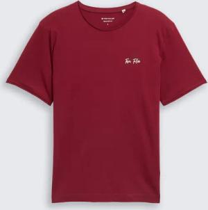 TOM TAILOR Herren T-Shirt mit Print, rot, Uni, Gr. M