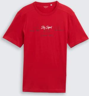 TOM TAILOR Herren T-Shirt mit Print, rot, Uni, Gr. XXXL