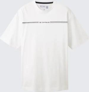 TOM TAILOR Herren T-Shirt mit Print, weiß, Uni, Gr. M