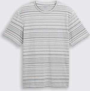 TOM TAILOR Herren T-Shirt mit Streifenmuster, weiß, Gestreift, Gr. XXXL