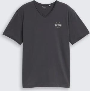 TOM TAILOR Herren T-Shirt mit V-Ausschnitt, schwarz, Uni, Gr. L