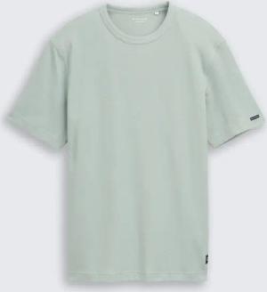 TOM TAILOR Herren T-Shirt mit Waffelstruktur, grün, Uni, Gr. S