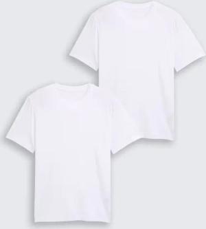 TOM TAILOR Herren T-Shirts aus Baumwolle im 2er-Pack, weiß, Uni, Gr. L