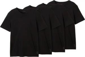 TOM TAILOR Herren T-Shirts aus Baumwolle im 4er-Pack, schwarz, Uni, Gr. S