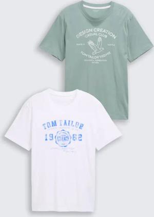 TOM TAILOR Herren T-Shirts im 2er-Pack, grün, Uni, Gr. XXXL