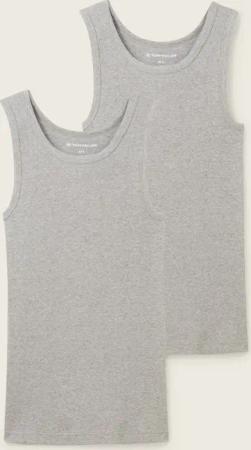 TOM TAILOR Herren Tanktops mit Rippstruktur im 2er-Pack, grau, Uni, Gr. XXL