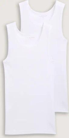 TOM TAILOR Herren Tanktops mit Rippstruktur im 2er-Pack, weiß, Uni, Gr. L/6