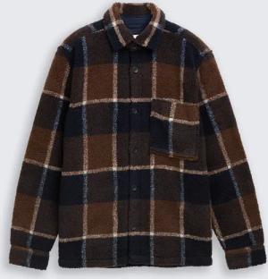 TOM TAILOR Herren Teddy Overshirt mit Karomuster, braun, Kariert, Gr. L