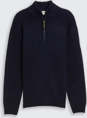 TOM TAILOR Herren Troyer Strickpullover mit Ripp-Details, blau, Meliert, Gr. XL