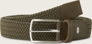 TOM TAILOR Herren TTALEX elastischer Flechtgürtel mit eckiger Dornschließe, grün, Logo Print, Gr. 105