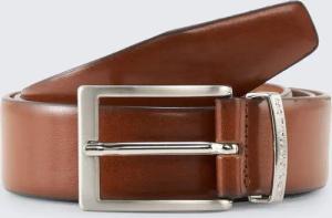 TOM TAILOR Herren TTBILL Gürtel mit eckiger Dornschließe, braun, Logo Print, Gr. 110