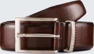 TOM TAILOR Herren TTBILL Gürtel mit eckiger Dornschließe, braun, Logo Print, Gr. 110