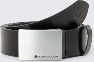 TOM TAILOR Herren TTBOB Ledergürtel mit Koppelschließe, schwarz, Logo Print, Gr. 120