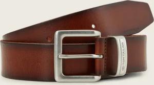 TOM TAILOR Herren TTJACOB Ledergürtel mit eckiger Dornschließe, braun, Uni, Gr. 110