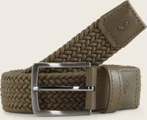 TOM TAILOR Herren TTJAMIE Elastischer Flechtgürtel mit eckiger Dornschließe, grün, Uni, Gr. 85