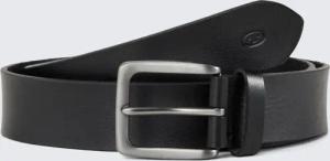 TOM TAILOR Herren TTSCOTT Ledergürtel mit eckiger Dornschließe, schwarz, Logo Print, Gr. 120