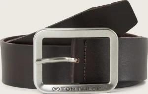 TOM TAILOR Herren TTTED Ledergürtel mit eckiger Dornschließe, braun, Logo Print, Gr. 110